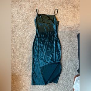 Silk green wedding guest dress